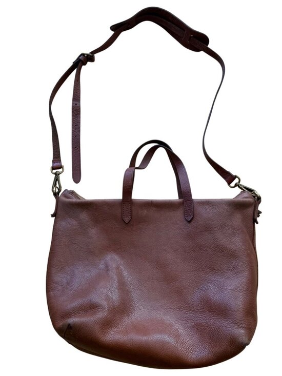 Madewell Handbags - Madewell Women's Crossbody Bag Brown Leather Zip-Top Transport Travel Tote Purse